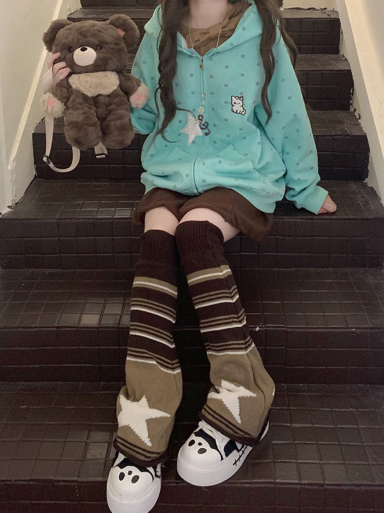 Kitten Dot Hooded Jackets-Outerwear-ntbhshop