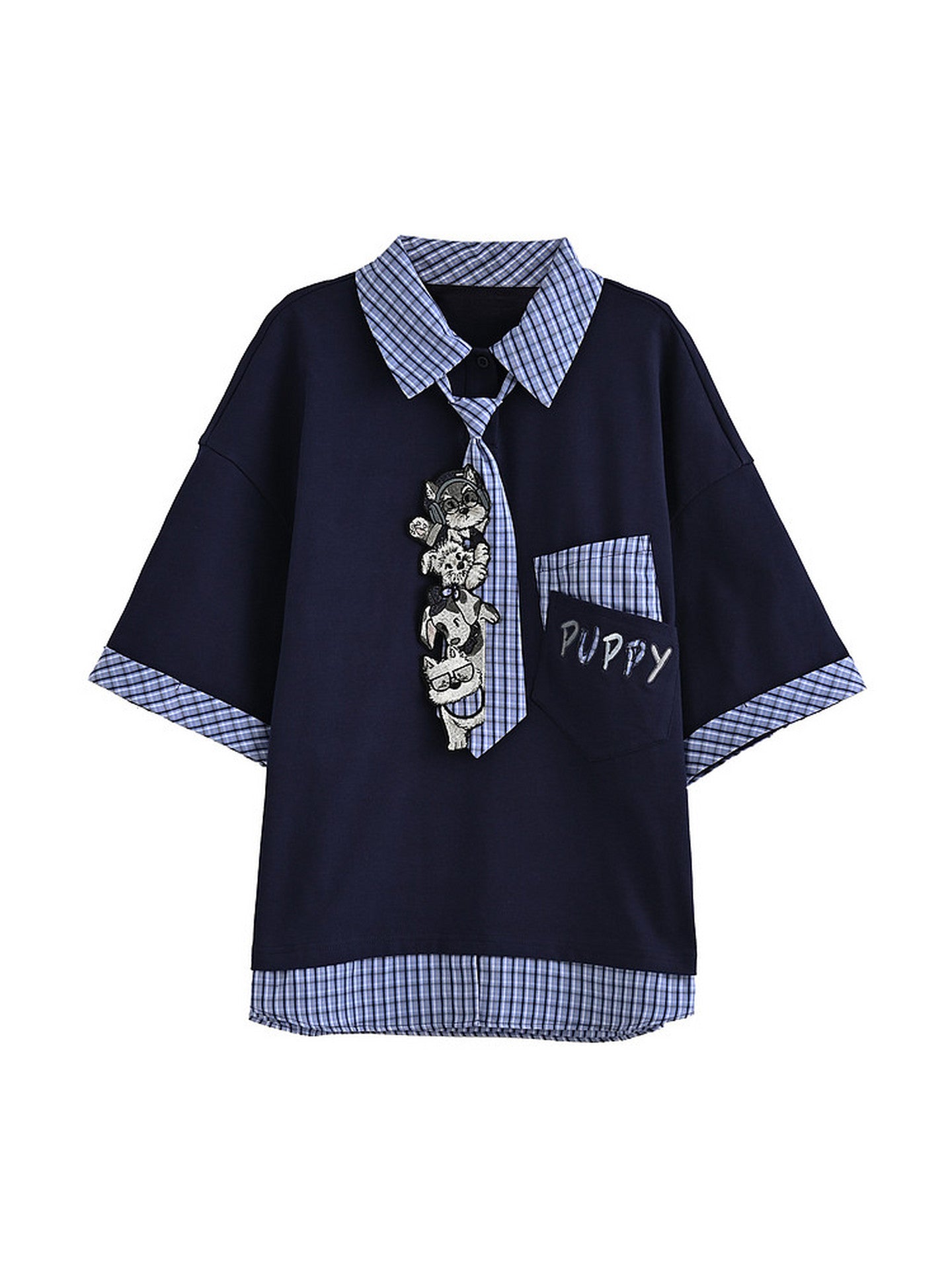Campus Puppy Cotton Layered Tees-Tops-ntbhshop