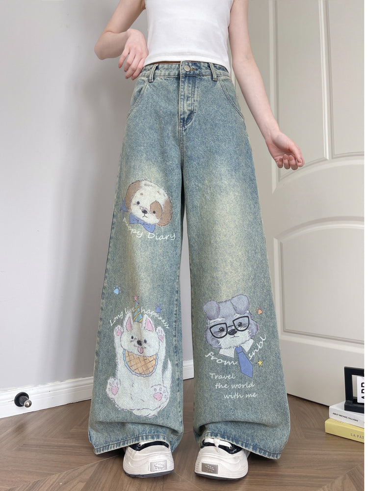 Puppy Diary Wide Jeans-Bottoms-ntbhshop