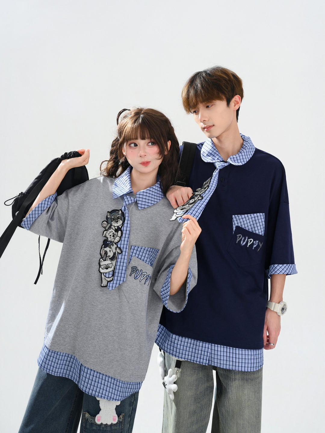 Campus Puppy Cotton Tie Tees-Tops-ntbhshop