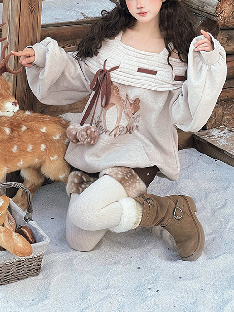 Angel Deer Pom Pom Sweatshirt-ntbhshop