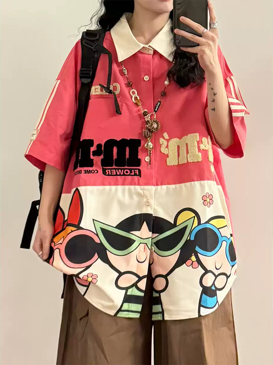 Power Club Cartoon Patch Shirts-Tops-ntbhshop