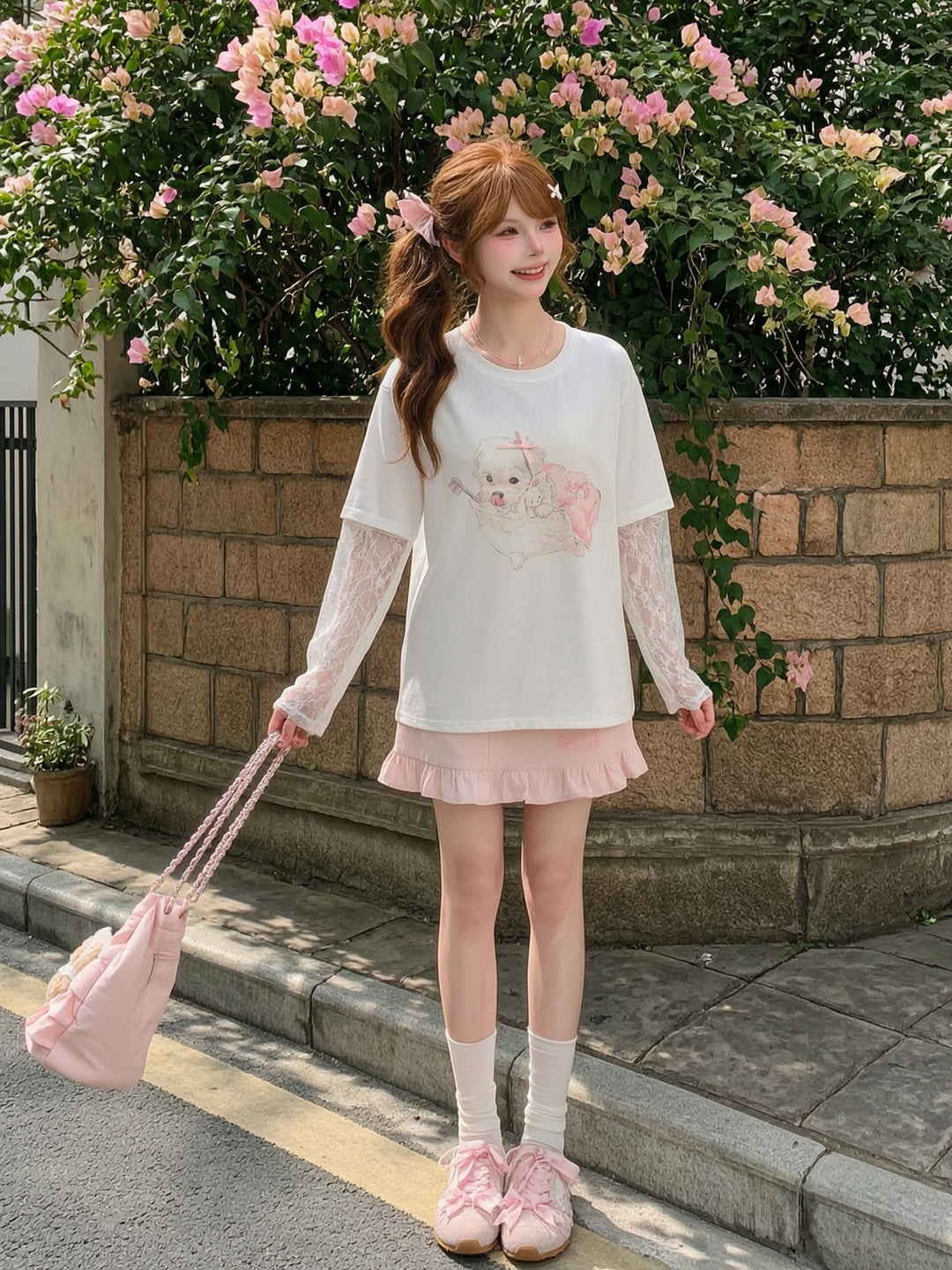 Sleepover Puppy Tee & Arm Sleeves-Tops-ntbhshop