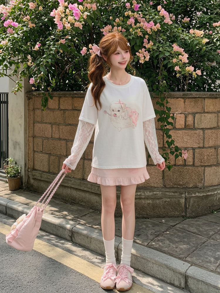 Sleepover Puppy Tee & Arm Sleeves-Tops-ntbhshop