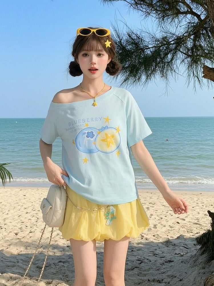 Blueberry Pop Off-Shoulder Top-Tops-ntbhshop