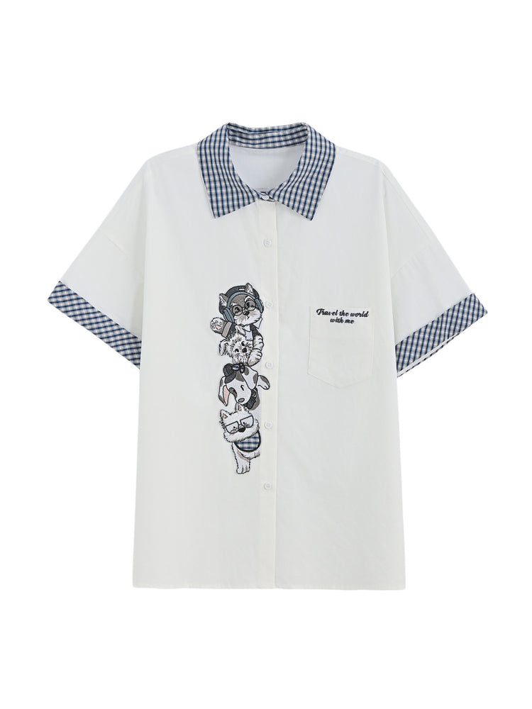 Pup Professor Patchwork Shirt-Tops-ntbhshop