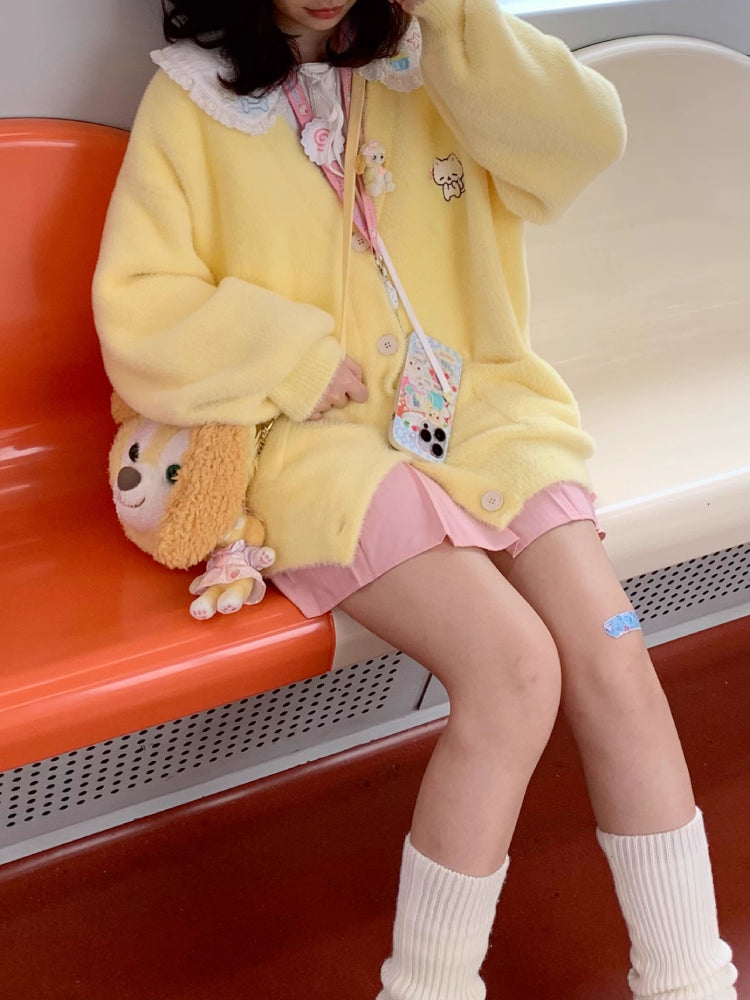 Pastel Purr Fluffy Knit Cardigans-ntbhshop