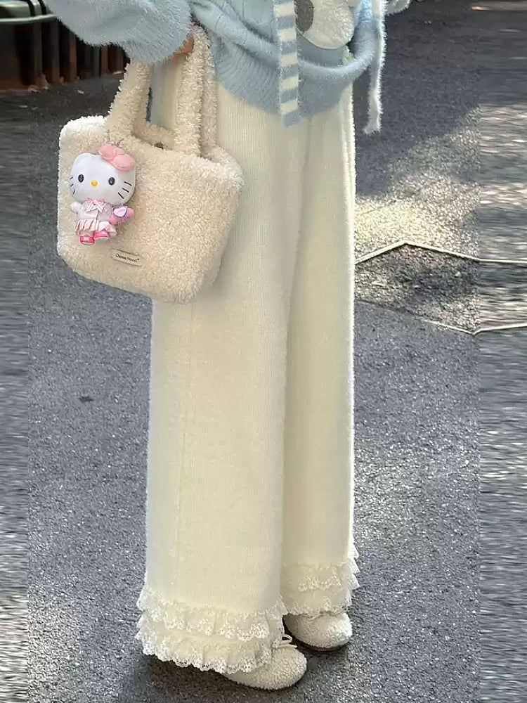 Sweet Lace Fleece Pants-Bottoms-ntbhshop