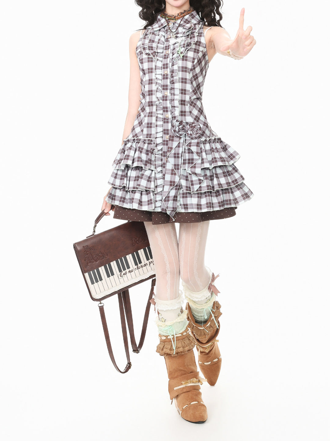 Choco Mint Plaid Mini Dress-Dresses-ntbhshop