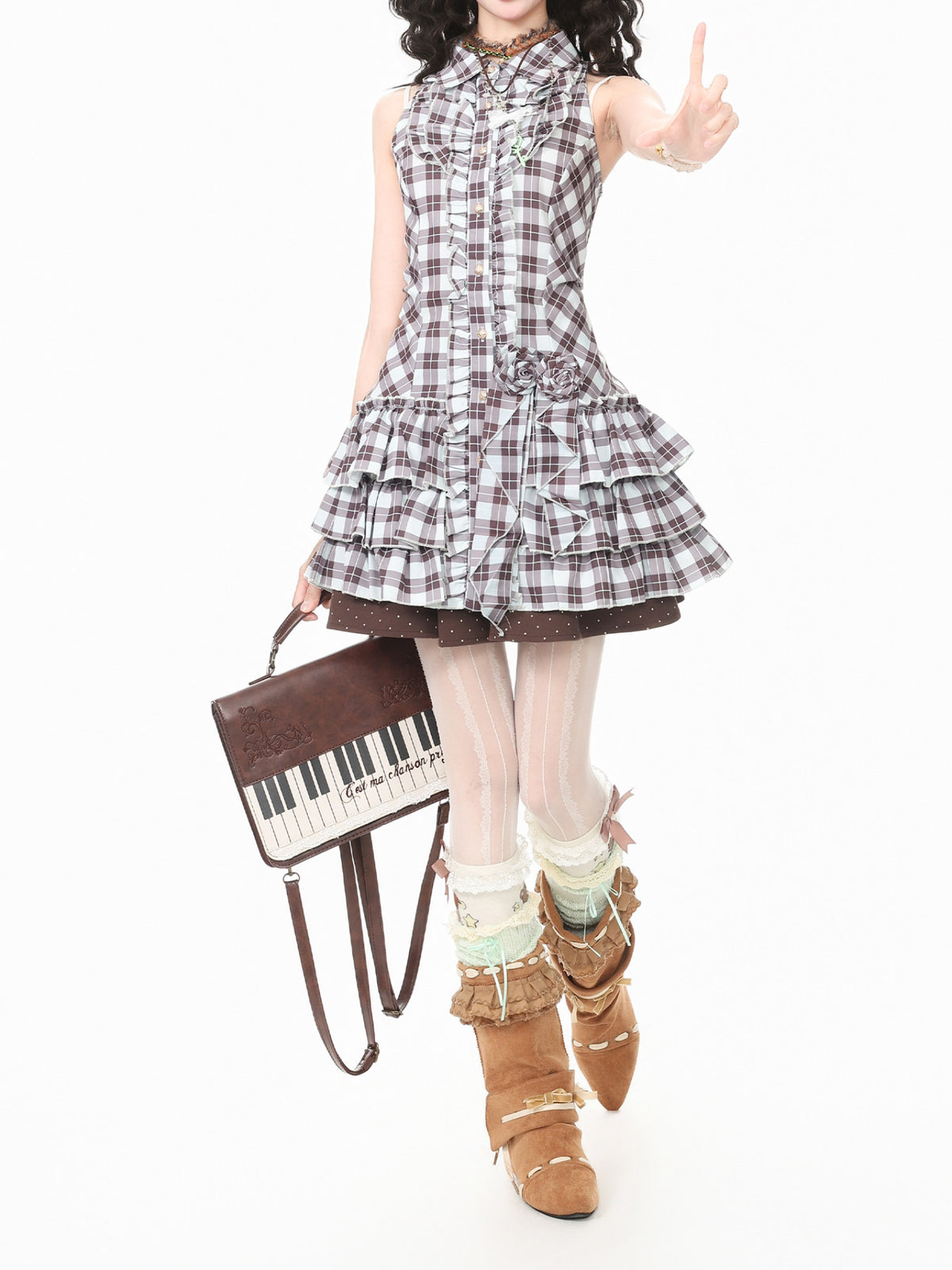 Choco Mint Plaid Mini Dress-Dresses-ntbhshop