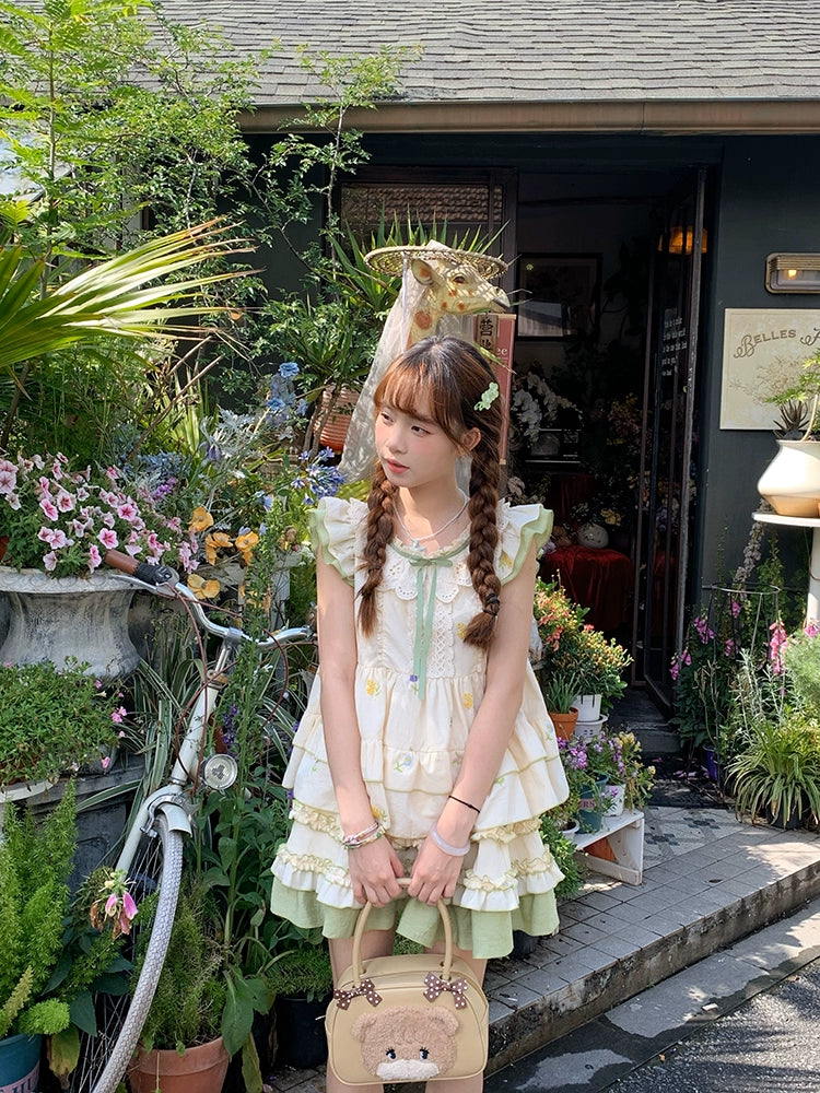 Garden Lullaby Fairy Sleeve Blouse & Layer Cake Skirt-ntbhshop