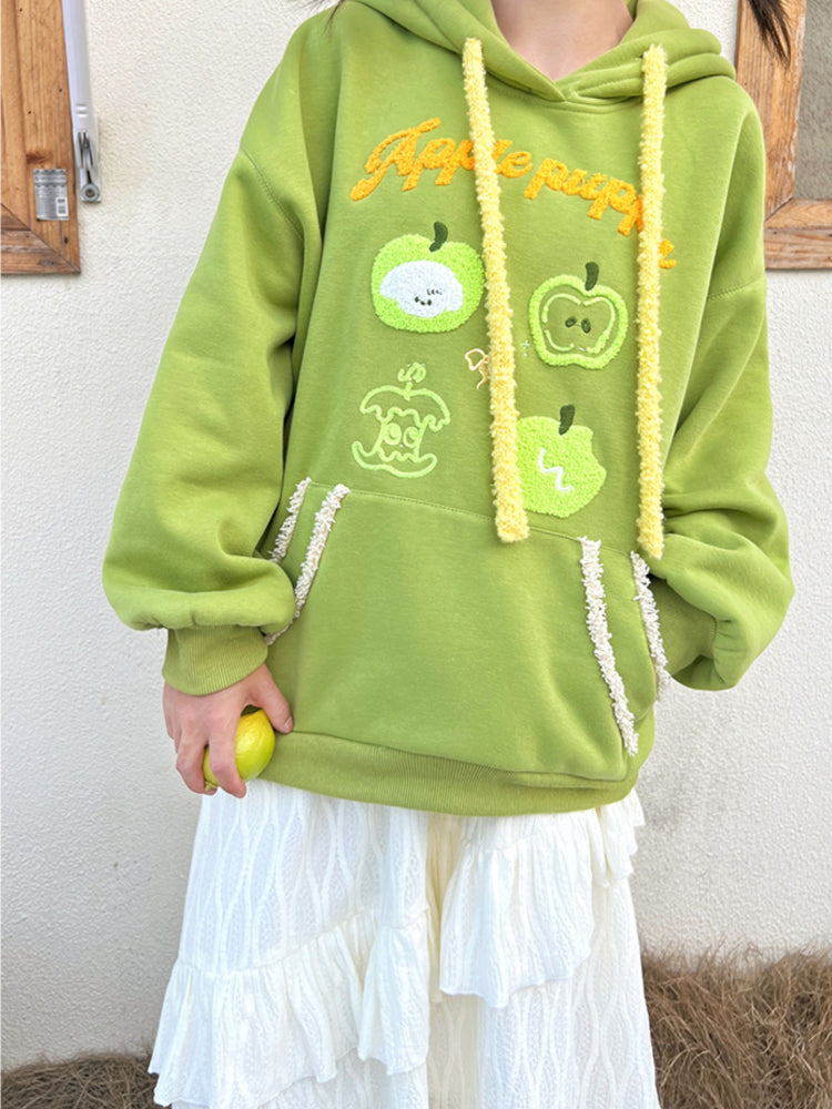 Apple Puppy Embroidery Hoodies-ntbhshop