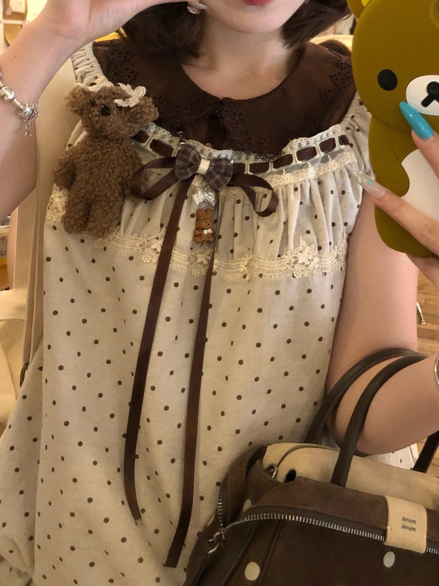 Brownie Bear Layer Blouse-Tops-ntbhshop