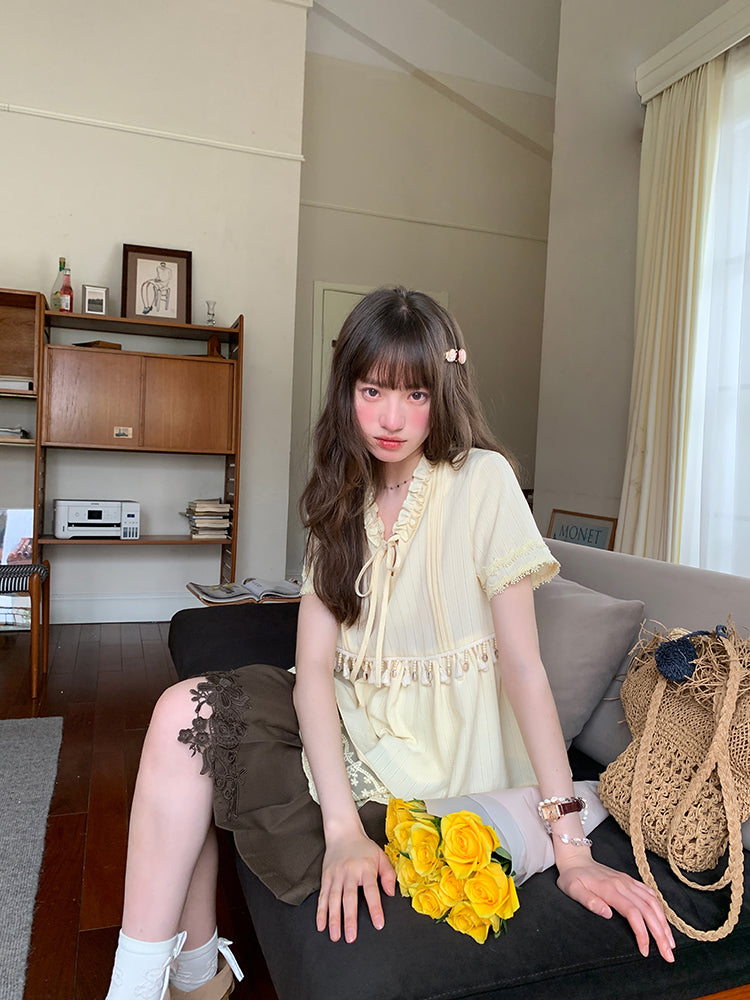 Creamfield Boho Fringe Babydoll Top-ntbhshop