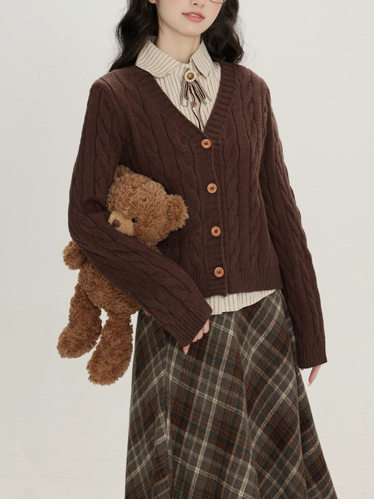 Autumn Poetry Cardigan Top & Midi Skirt-Sets-ntbhshop