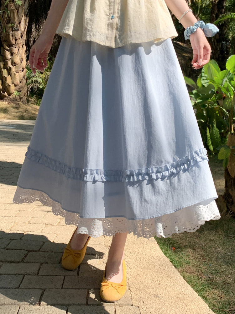 Milk Lace Ruffle Skirts-Bottoms-ntbhshop