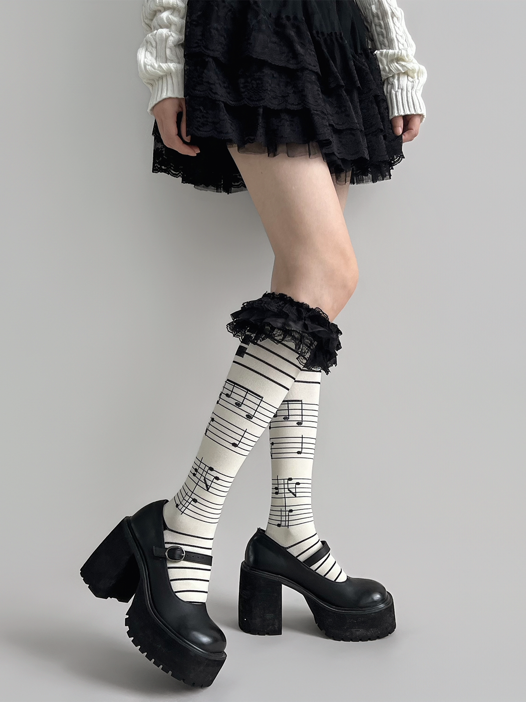 Piano Garden Lace Calf Socks-ntbhshop