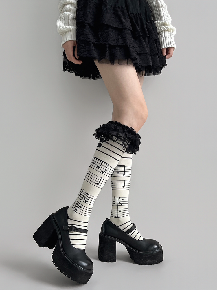 Piano Garden Lace Calf Socks-ntbhshop
