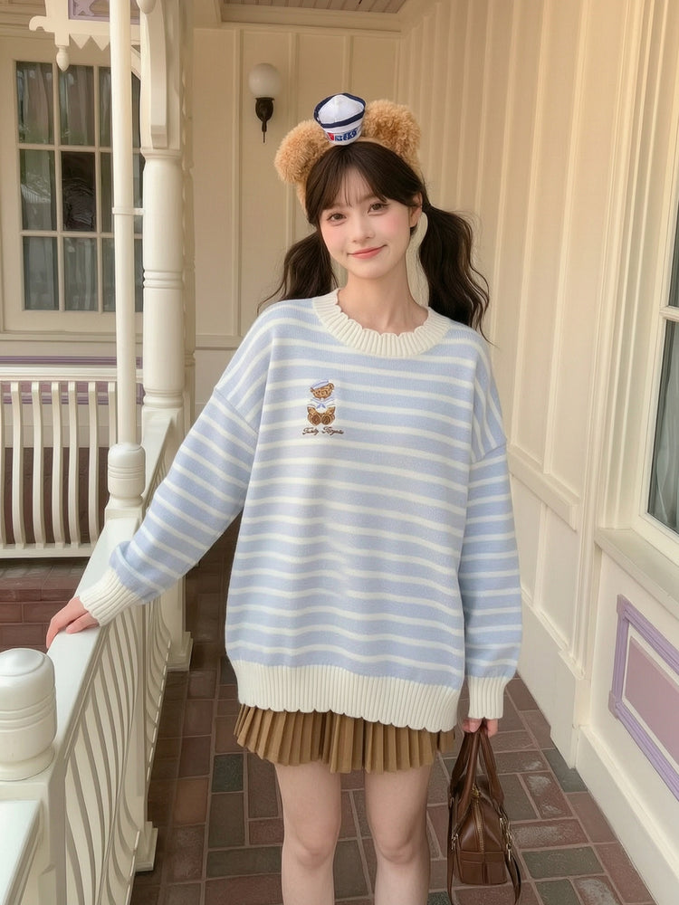Teddy Royale Stripe Knit Sweater-ntbhshop