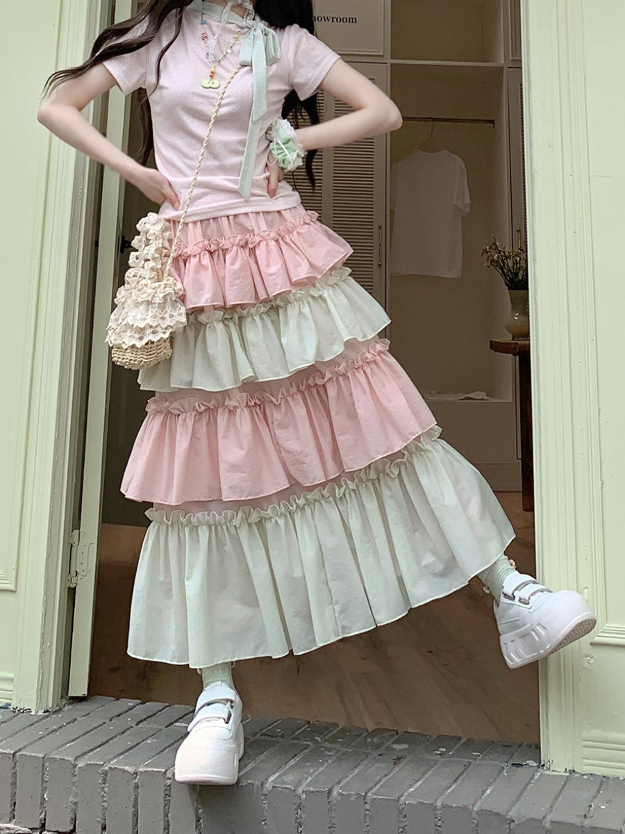 Pastel Marshmallow Layer Skirt-Bottoms-ntbhshop