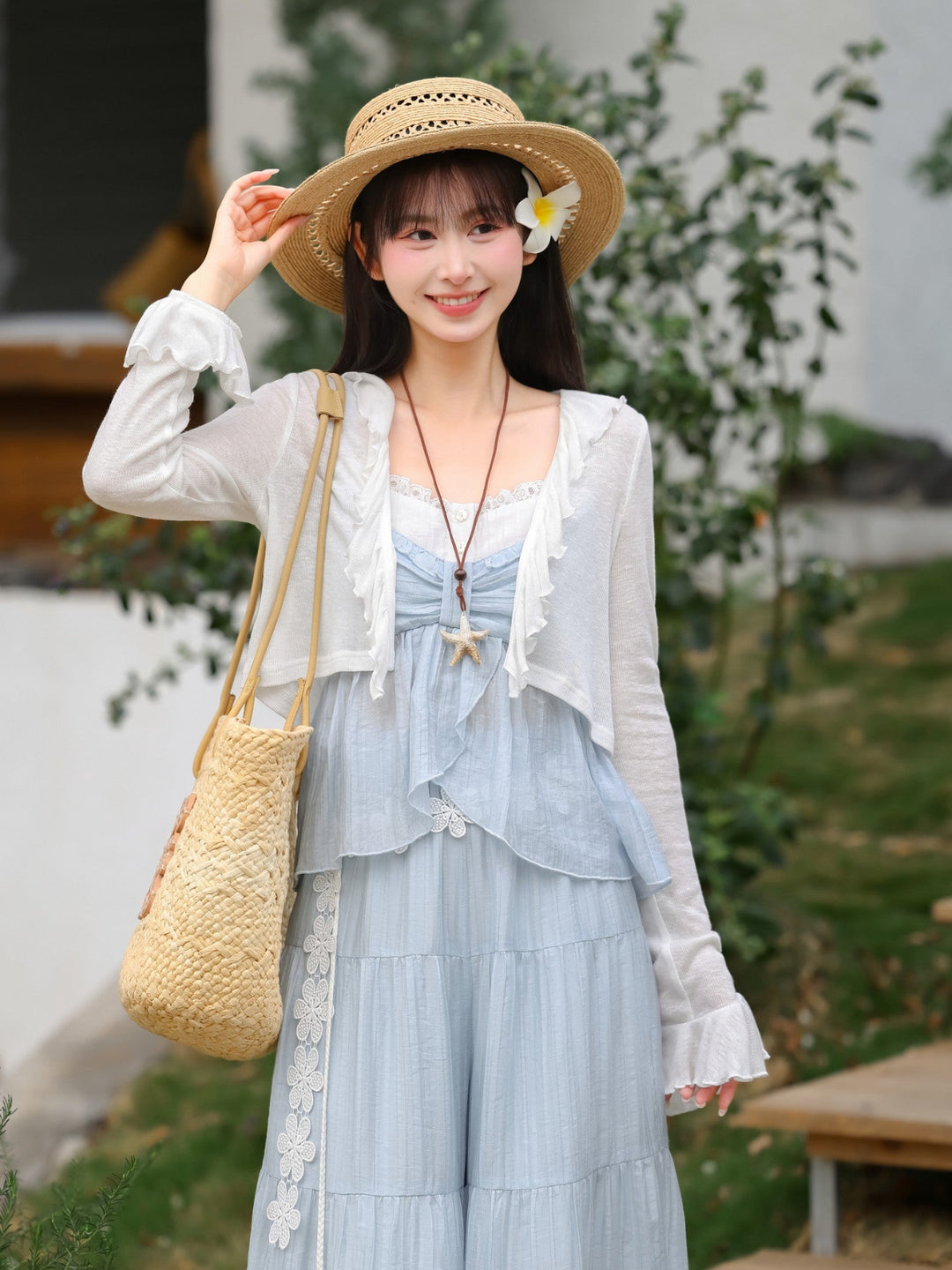 Skyveil Ruffle Sheer Cardigan