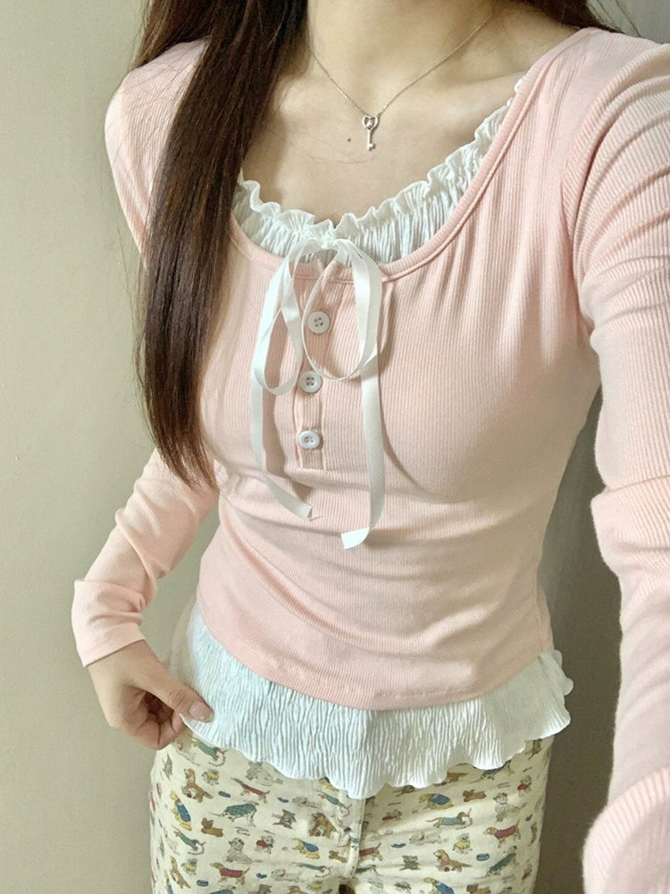 Soft Girl Frill Long Sleeve Tops-ntbhshop