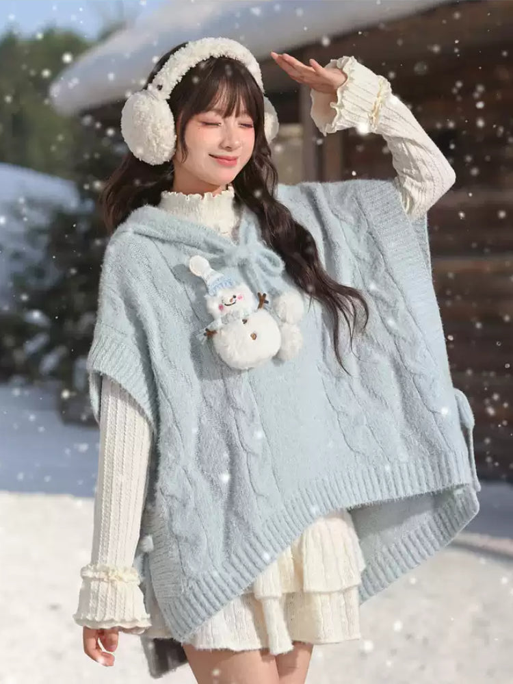 Snowman Cottage Knit Capes-Outerwear-ntbhshop