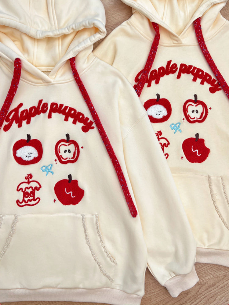 Apple Puppy Embroidery Hoodies-ntbhshop