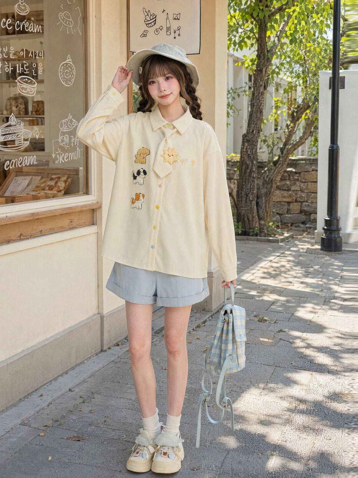 Puppy Parade Tie Shirt-Tops-ntbhshop