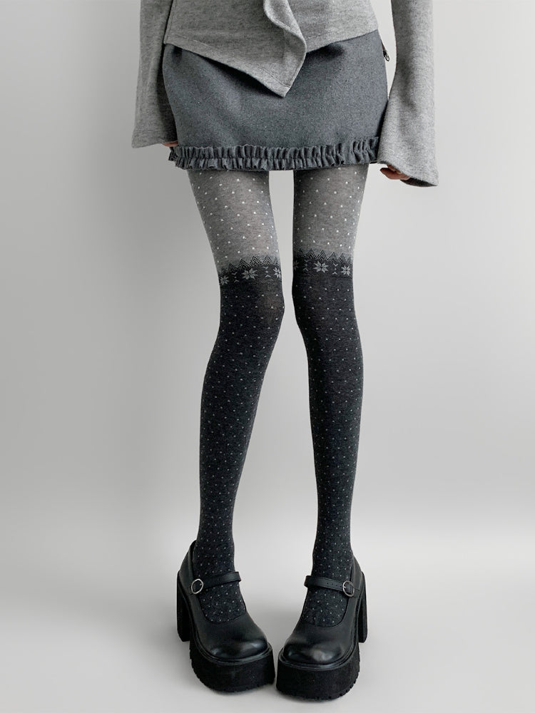 Frosty Dot Colorblock Knit Tights-ntbhshop