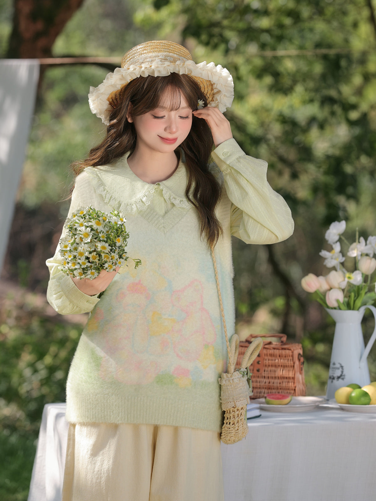 Garden Bear Knit Vest-Outerwear-ntbhshop
