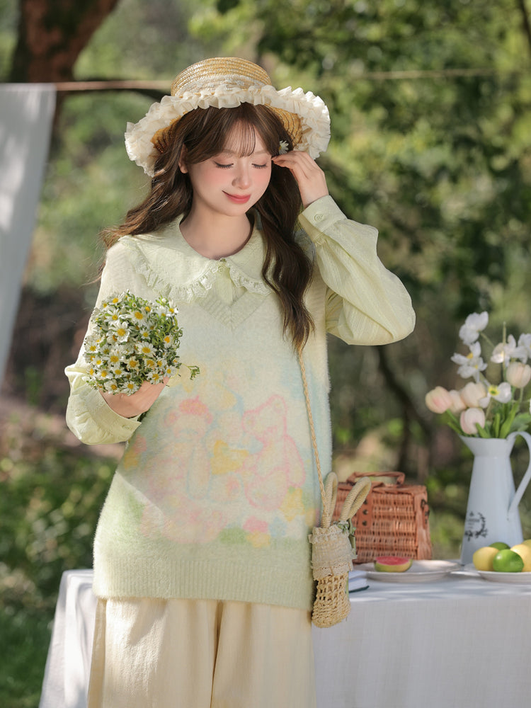 Garden Bear Knit Vest-Outerwear-ntbhshop