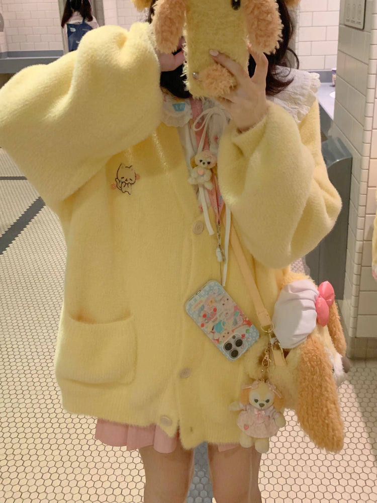 Pastel Purr Fluffy Knit Cardigans-ntbhshop