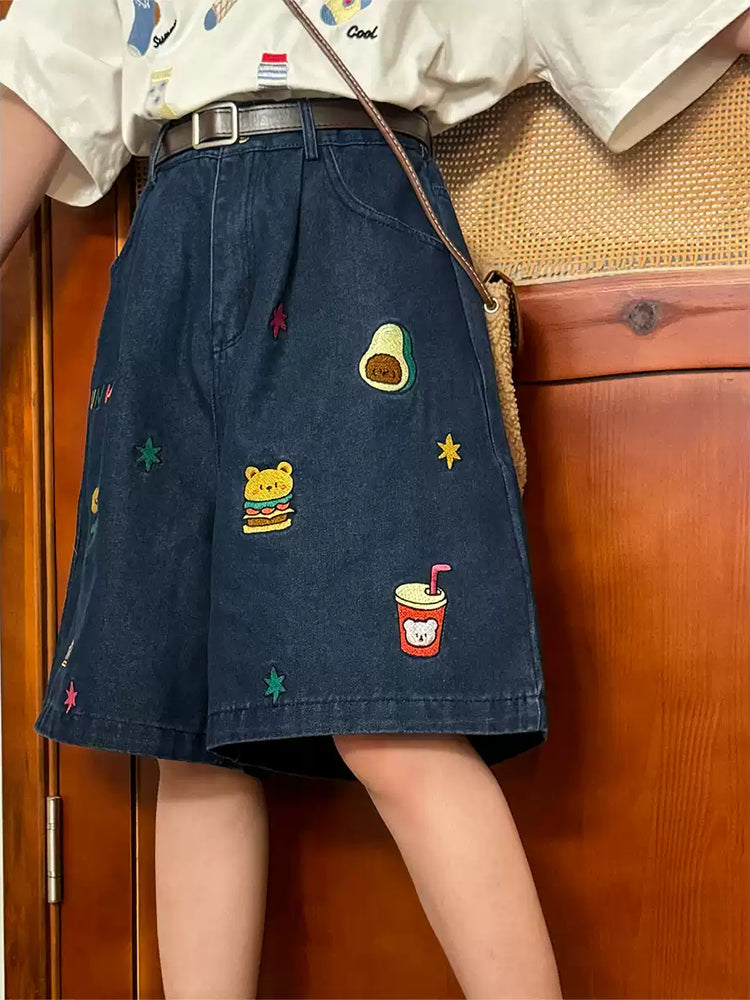 Kindergarten Patch Denim Shorts-Bottoms-ntbhshop
