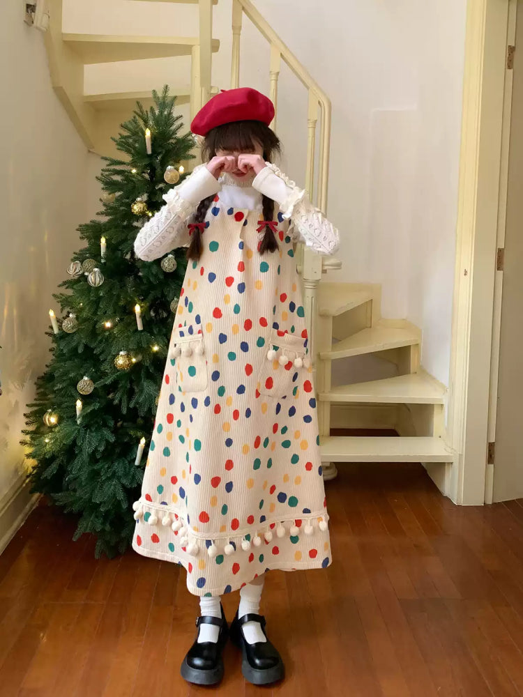 Sweet Circus Dots Pom Jumper Dress-ntbhshop
