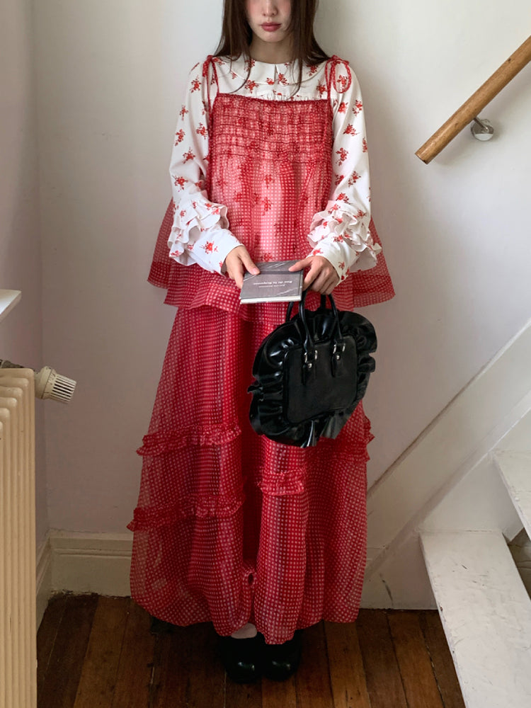 Cherry Dollhouse Polka Dot Cami, Floral Blouse & Bubble Skirt-ntbhshop