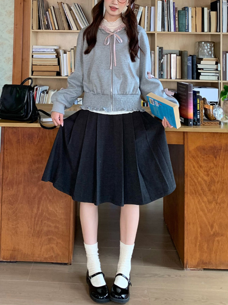 Bunny Gingham Bow Hooded Jacket-ntbhshop