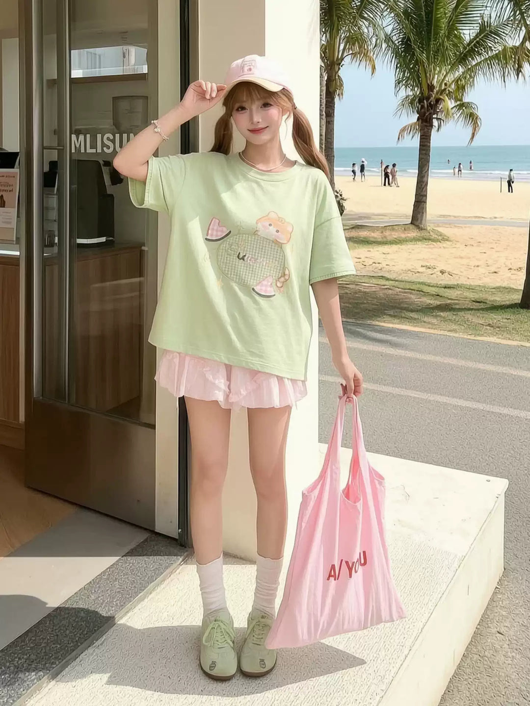 Summer Melon Kitten Tees-Tops-ntbhshop
