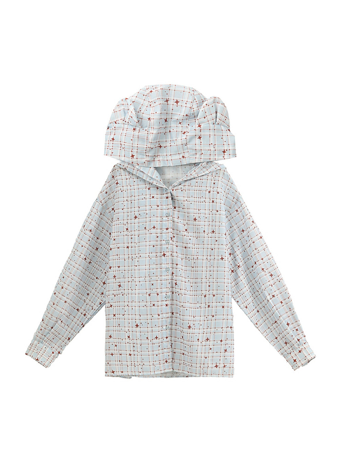Starlight Meadow Hooded Plaid Shirt-Outerwear-ntbhshop