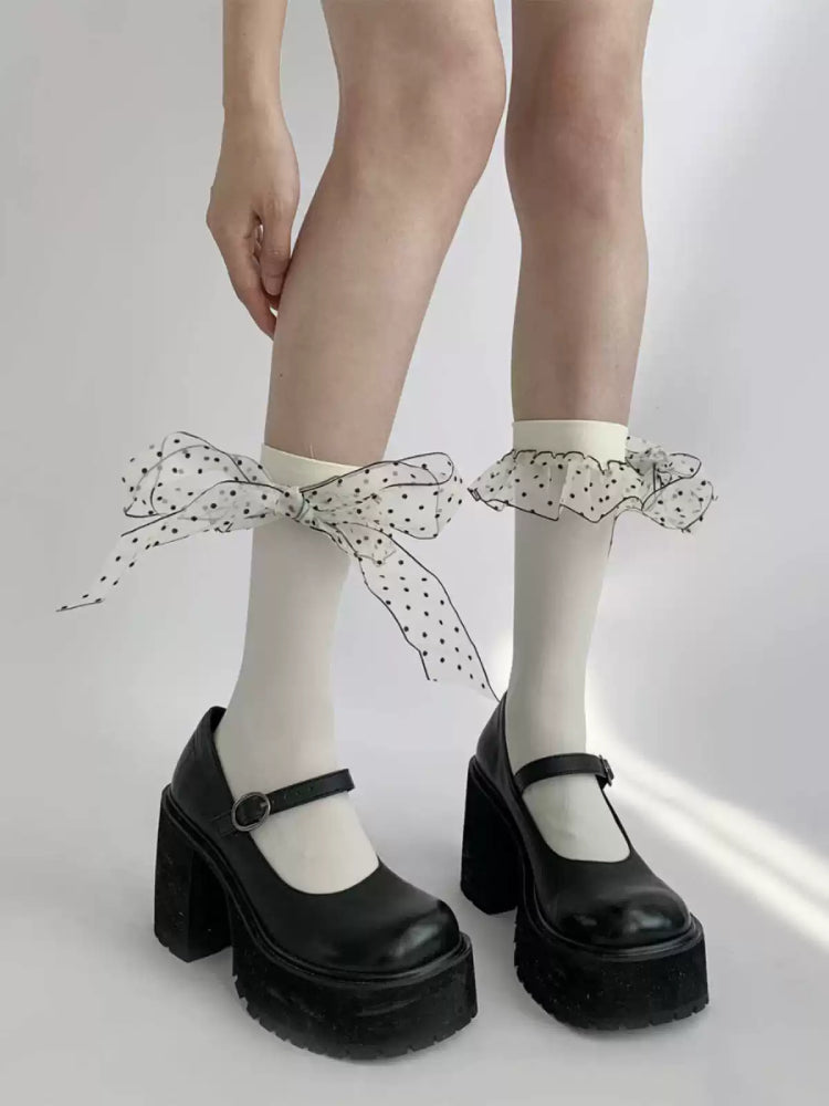 Dotty Bow Knee & Crew Socks-ntbhshop