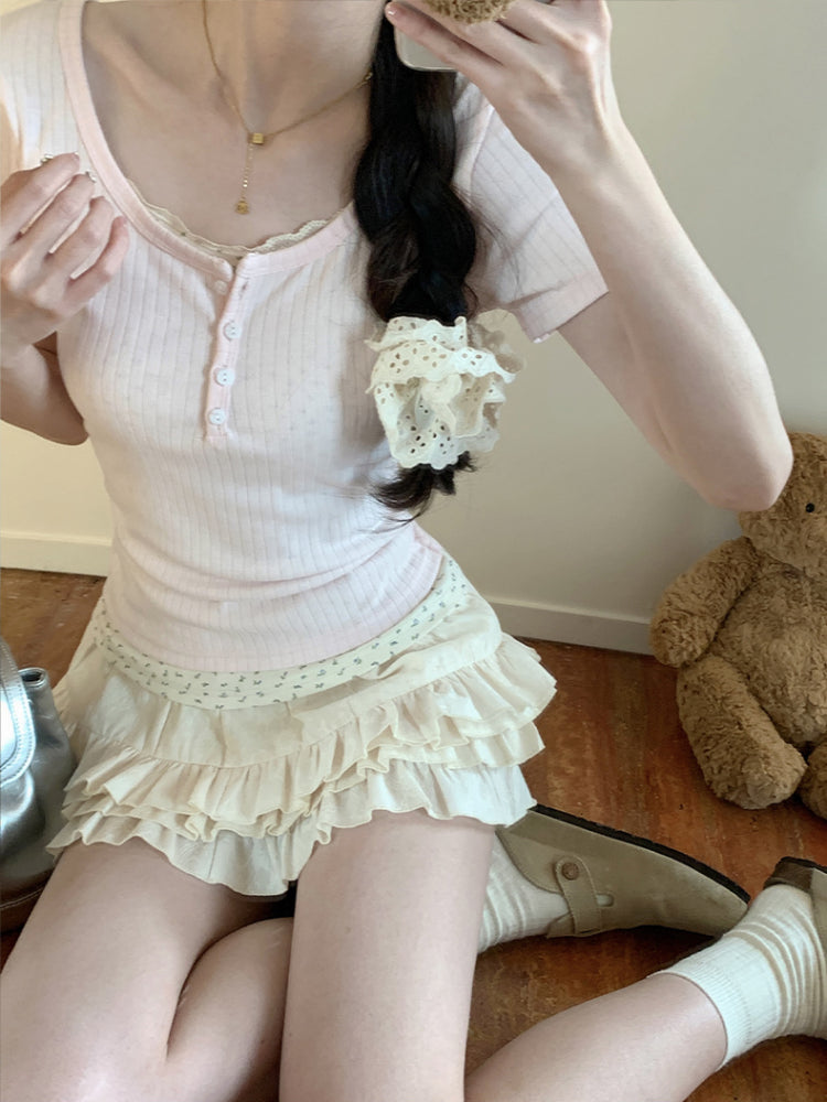 Soft Bloom Lace Slim Tops-ntbhshop