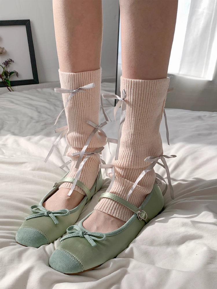Ribbon Pirouette Knit Leg Warmers-ntbhshop