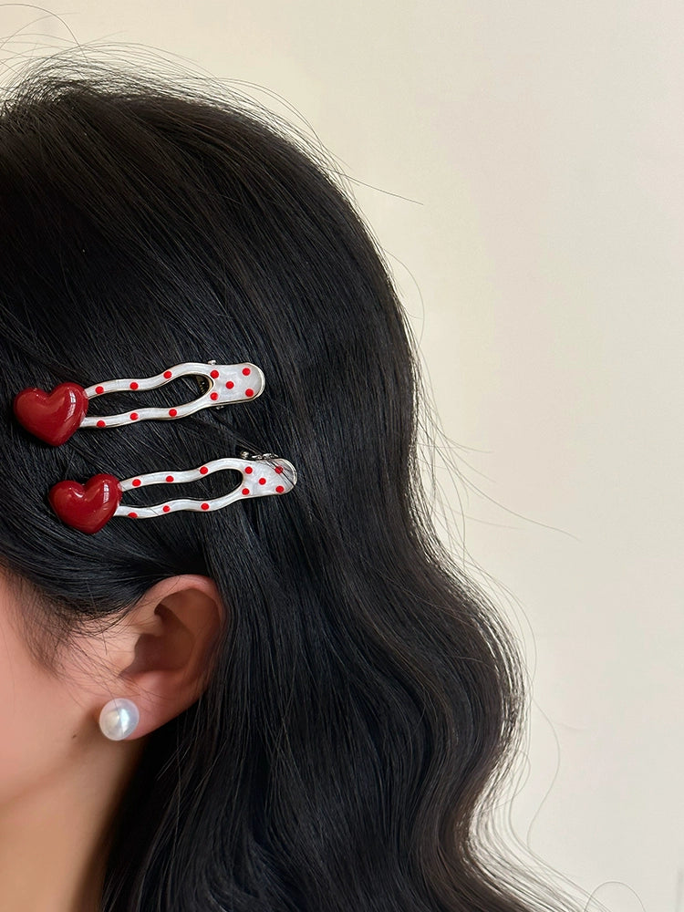 Love Polka Dot Hair Clips-ntbhshop