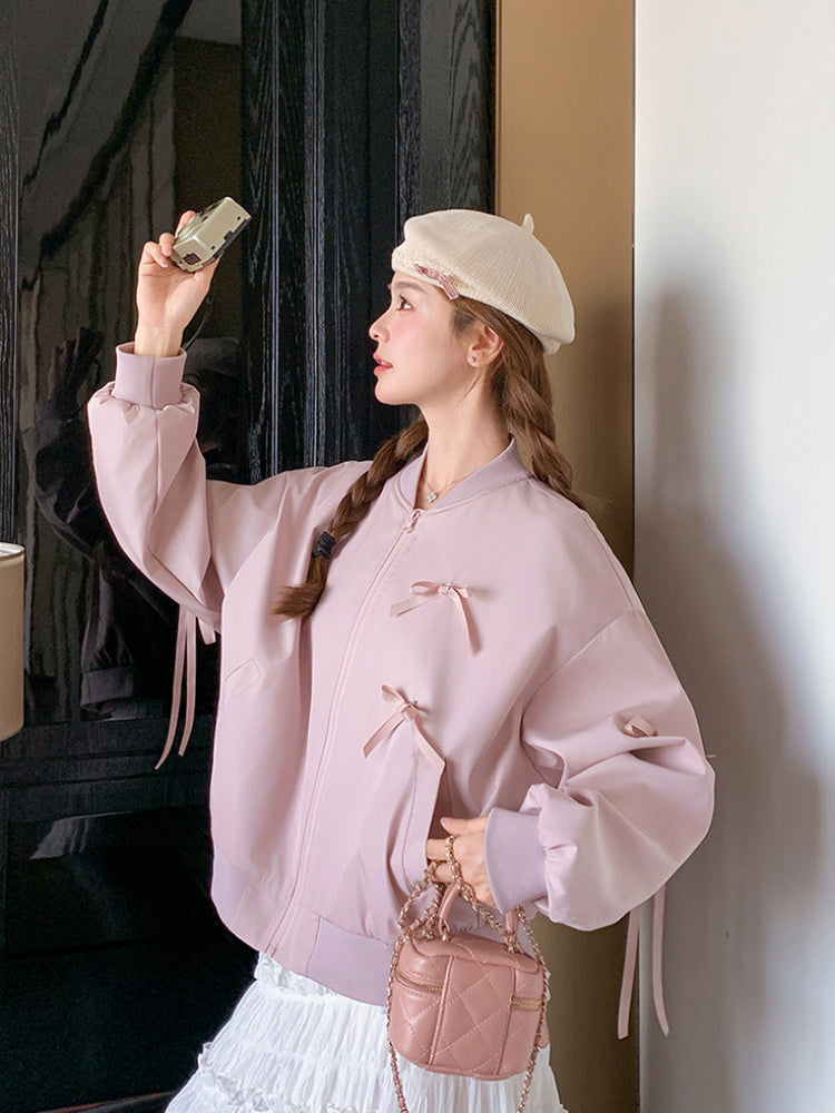 Lilac Lace Crop Varsity Jacket-ntbhshop