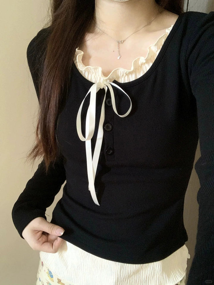 Soft Girl Frill Long Sleeve Tops-ntbhshop