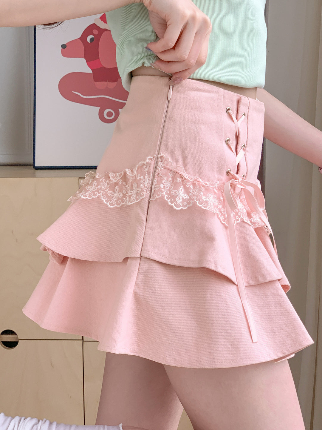 Rosy Bow Cake Skirt-Bottoms-ntbhshop