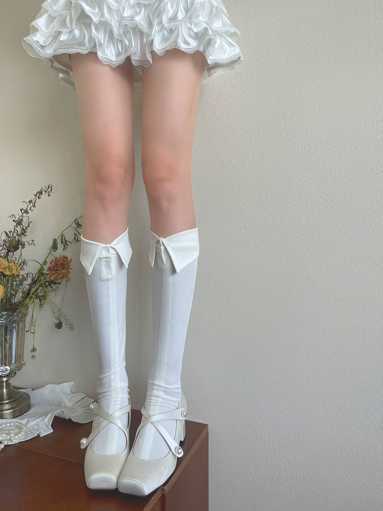 Polo Collar Flip Knee Socks-ntbhshop