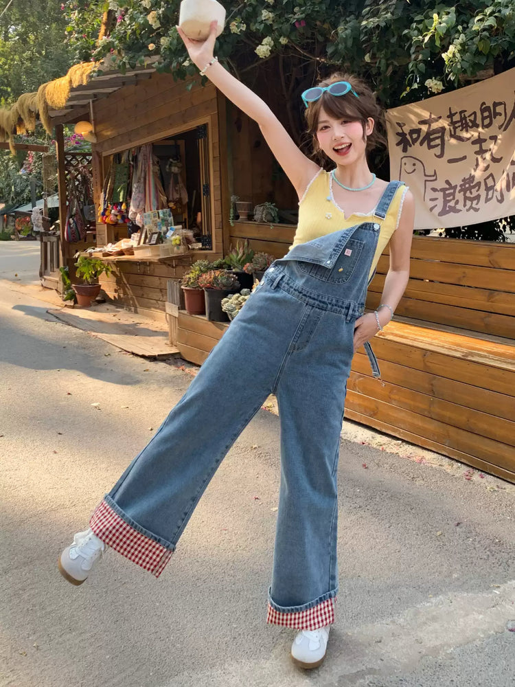 Sunny Picnic Denim Overalls-Bottoms-ntbhshop