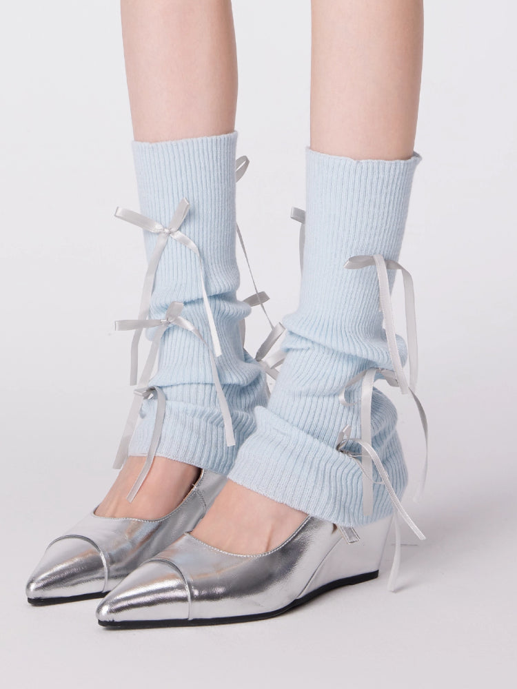 Ribbon Pirouette Knit Leg Warmers-ntbhshop