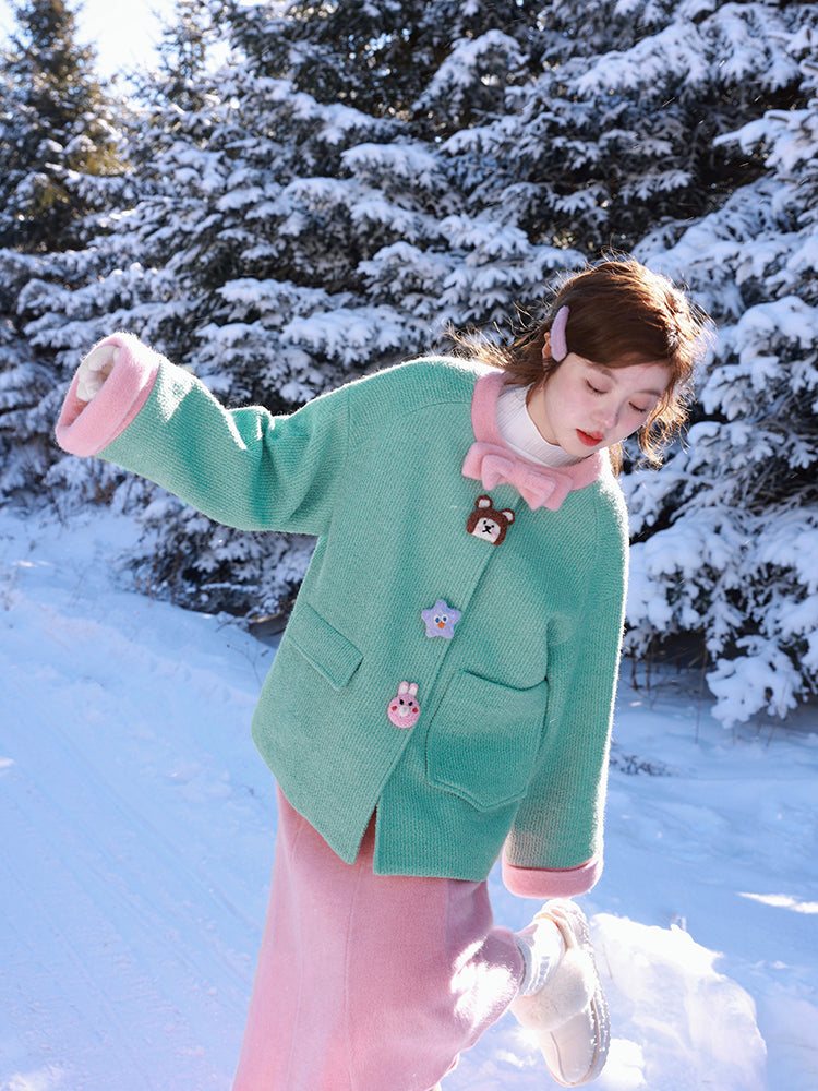 Dopamine Cloud Mint Coat & Blush Bud Skirt-ntbhshop